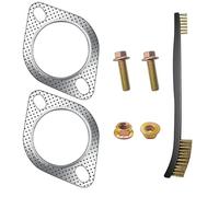 Strongthium Kit 2x Joint d’Échappement 2.5" 2 Trous + 4 Boulons M10 pour Collecteur/Silencieux/Turbo | Joints Haute Température + Brosse Nettoyage | 62mm Auto Camion