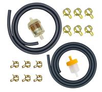 Strongthium Kit Durite Essence 3/16" & 1/4" (5mm & 6mm) + Filtre + 12 Colliers, 1m+1m Tuyaux Carburant pour Tondeuses Mini Motos Kart ATV 196cc 212cc