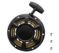 Strongthium Lanceur à Rappel Hexagonal pour Honda GX160 GX200 Moteur 6.5 CV/Démarreur Manuel Noir avec Cliquet Plat en Métal compatible avec Eberth Feider Scheppach Rato Loncin, 3 Vis