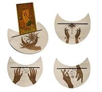 Stronrive Carte Tarot en Bois, Jeux Tarot en Forme Lune, Décoration D'autel Présentoir en Forme Lune Rectangulaire Carte en Bois Outils Divination Oracle Sorcière