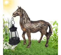 Stronrive Décorations Solaires De Jardin - Éclairage D'Ambiance Décoratif En Résine - Figurine Cheval avec Lanterne Décor de Pelouse - Pour femmes maman grand-mère maison patio porche bord de piscine