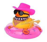 Stronrive Jouets Canard Jaune Voiture Décoration Canard Jouet, Voiture Canards Squeak Accessoires Décoration avec Chapeau Anneau Bain Collier Lunettes Soleil pour La Décoration