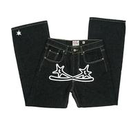 Stronrive Pantalon Étoile Hip Hop | Y2k Star Eye Print Cargo Jeans Baggy Taille Haute Large Esthétique Streetwear Vintage De Jogging Noir Hommes Femmes