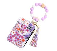 Stronrive Porte-Monnaie à Fleurs, Portefeuille d'identification Floral - Petit Portefeuille Floral en Faux Cuir - Sac d'identité en Faux Cuir à Bords pliés, Porte-clés, Bracelet, Porte-Carte pour