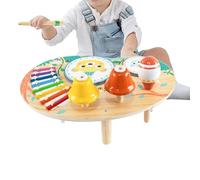 Stronrive Table d'Activités et de Jeux, Jouet en Bois d'Éveil Musical pour la Petite Enfance, Jouets de Développement de la Coordination Visuelle et Manuelle pour à Partir de 2 Ans