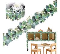Stronrive Tableau D’La Frontière en Eucalyptus, 15m / 49ft Tableau D’Affichage Bordure pour Salle Classe, Décor Mural Bulletin Trim Feuille Bordure Bordure Décalcomanie Tropicale Feuilles