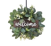 Stronrive Welcome Sign for Front Door, Welcome Wreath Sign Front Porch Decor Rustic Wooden Door Hangers Family Decorative Signs, Door Sign for Farmhouse Porch Home Holiday Decorations
