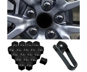 StRoux Voiture Capuchons D'éCrou De Roue pour Citroen C5 Aircross DS7 DS4 C-Elysee, Hexagonal Boulon de Roue Cache-écrous Couvercle Antipoussière Protecteurs avec Outil DeRetrai,A/Black-17mm