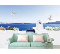 STROXTH WALLPAPER Papier Peint 250cmx175cm Nature Paysage 3D Panoramique Blue Mediterranean Sea Castle Paysage Naturel Zen Poster géant en Papier Peint