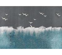 STROXTH WALLPAPER Papier Peint 300cmx210cm Nature Paysage 3D Panoramique Minimaliste Abstrait Bois Vert Neige Montagne Oiseau Volant Mur De Ciment Zen Poster géant en Papier Peint