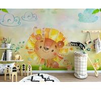 STROXTH WALLPAPER Papier Peint 350cmx245cm Enfant 3D Panoramique Dessin Animé D'Or Lion Animaux Musique Enfants Chambre Fond Mur Zen Poster géant en Papier Peint