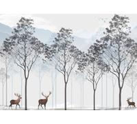 STROXTH WALLPAPER Papier Peint 350cmx245cm Nature Paysage 3D Panoramique Paysage Naturel De Grands Arbres Noirs Et Blancs Dans La Forêt Tropicale Zen Poster géant en Papier Peint