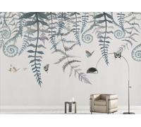 STROXTH WALLPAPER Papier Peint 400cmx280cm Tropical 3D Panoramique Fraîche Plante Tropicale Fougère Feuilles Papillon Zen Poster géant en Papier Peint
