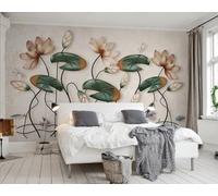 STROXTH WALLPAPER Papier Peint Panoramique 3d Lotus Fleurs Feuilles 250cmx175cm Décorations En Fer Forgé Noir Tapisserie Chambre Salon Décoration Murale