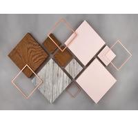 STROXTH WALLPAPER Papier Peint Panoramique 3d Motifs Géométriques Quatre Côtés 150cmx105cm Décor Marbré Coloré Imitant Le Bois Tapisserie Chambre Salon Décoration Murale
