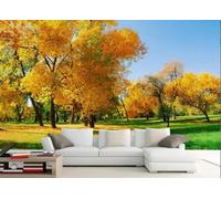 STROXTH WALLPAPER Papier Peint Panoramique Feuilles D'Érable Dorées 430cmx300cm Golden Autumn Beautiful Paysage Peinture À L'Huile Tapisserie Chambre Salon Décoration Murale Muraux