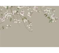 STROXTH WALLPAPER Papier Peint Panoramique Fleurs de magnolia 400cmx280cm Peinture Minutieuse De Style Chinois Représentant Des Oiseaux Et Des Fleurs Aux Couleurs Vintage Tapisserie Chambre Salon Dé
