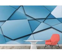 STROXTH WALLPAPER Papier Peint Panoramique Géométrique 150cmx105cm Personnalité Minimaliste Abstrait Bleu Géométrique Tapisserie Chambre Salon Décoration Murale Muraux