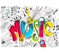 STROXTH WALLPAPER Papier Peint Panoramique Musique De Guitare 350cmx245cm Roche Graffitée Colorée Tapisserie Chambre Salon Décoration Murale Muraux