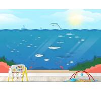STROXTH WALLPAPER Papier Peint Panoramique Océan Et Dauphins 150cmx105cm Chambre D'Enfant Blue Cartoon Sea Fish Stock Tapisserie Chambre Salon Décoration Murale Muraux