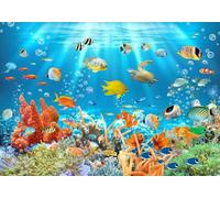 STROXTH WALLPAPER Papier Peint Panoramique Paysage Tropical Mer 3d Modernes Colorees Océans Poissons Monde Sous-Marin Chambre Adulte Salon Enfant Poster Geant Mural (150cmx105cm)