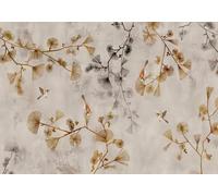 STROXTH WALLPAPER Papier Peint Panoramique Rétro 3D Chinois Vintage Peint À La Main Or Ginkgo Feuille Oiseau Volant Mural 430cmx300cm Chambre Salon Zen Poster Geant Mural
