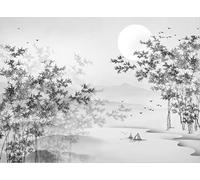 STROXTH WALLPAPER Papier Peint Panoramique Sur Mesure Bambou Noir Et Blanc 3d Paysage Nature Chinois Tropical Jungle Bambou Montagne Gris Chambre Adulte Enfant Salon Poster Geant Mural