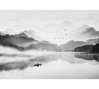 STROXTH WALLPAPER Papier Peint Panoramique Sur Mesure Soie 3d Montagne Lochs Noir Et Blanc Nature Salon Adulte Enfant Chambre Jungle Tropical Gris Paysage chinois Foret Océan Lacs Poster Mural