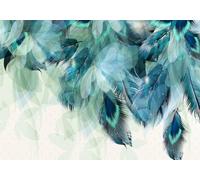 STROXTH WALLPAPER Papier Peint Plume Tapisserie Murales Panoramique Nature 3D Salon Chambre, Élégant Rétro Moderne Bleu Plume Sur Mesure Fille Garcon Conception Maison Poster Mural