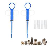 strrng Lot de 2 pilules à piston pour petits chats et chiens - Distributeur de pilules à pointe souple - Seringue de médicaments pour animaux domestiques - Accessoires d'alimentation (bleu)