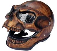 STRTG Masque d'halloween Casque De Crâne De Nécromancien, Décoration d'horreur Masque De Crâne Complet/Casque Mâchoire Mobile, Visière De Squelette De Crâne Rabattable Casque De Moto E(PVC),XL