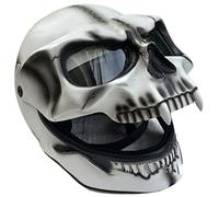 STRTG Masque d'halloween Casque De Crâne De Nécromancien, Décoration d'horreur Masque De Crâne Complet/Casque Mâchoire Mobile, Visière De Squelette De Crâne Rabattable Casque De Moto D(PVC),L