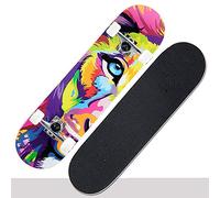 STRTG Planche de Skate, Pro Planches Complètes Bois d'Erable Skateboard, 30 * 8in Haute élasticité PU Roue+muet Roue,pour Adolescents Adultes Débutants Filles Enfants