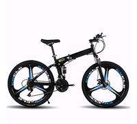 STRTG Vélo de Montagne Pliant, Freins à Disque Doubles Vélo Course Pliable,Hors Route Bikes Fold Up, Homme et Femme 24 * 26 Pouces Bicyclette pour Adulte - 21 * 24 * 27 Vitesses