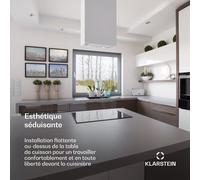 Structura hotte aspirante recyclage et évacuation de l'air, 624m³/h max, classe A, LED, acier inoxydable A