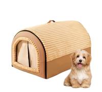 Structural 2-in-1 Convertible Cat Bed Cave - Reinforced Foam Puppy House, Provides Deep Sleep Security, Features Removable Washable Cushion, Prevents Roof Collapse, Soft Grey Interior Nest | For Kitte