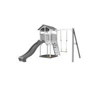 Aire de jeux 1 balançoire bois et toboggan gris TU