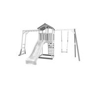 AXI Beach Tower Aire de Jeux avec Toboggan en Blanc, Cadre d'escalade, Balançoire & Bac à Sable | Grande Maison enfant extérieur en Gris & Blanc | Cabane de Jeu en Bois FSC