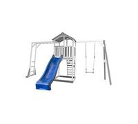 AXI Beach Tower Aire de Jeux avec Toboggan en bleu, Cadre d'escalade, Balançoire & Bac à Sable | Grande Maison enfant extérieur en Gris & Blanc |