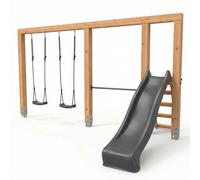 Structure De Jeux En Bois Balançoire Toboggan Et Barre Fixe 433cm Naturel TU