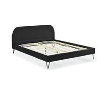 Concept Usine – Lit Phoenix 160 x 200 Velours noir Sommier à lattes intégré 2 personnes Pieds noirs