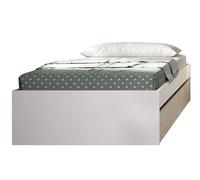 Structure de lit , couchage 90 x 190 cm en bois avec 2 tiroirs coloris blanc, chêne naturel