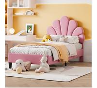 Structure de lit Eco - friendly Material lit rembourré durable lit enfant 90 x 200 cm, cadre de lit avec tête de lit fleurie et so