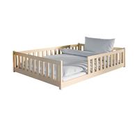 Lit de sol Montessori à barreaux, 140 x 200 cm, avec matelas, protection anti-chute, sommier à lattes, pour enfant et adolescent, lit simple complet, autres tailles : 80 x 160 cm, 90 x 200 cm, 120 x
