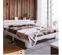 Structure de lit Nouveau épaissi lit en bois design moderne lit double en cadre et tête de lit avec cadre à Lattes - 200 x 140 cm