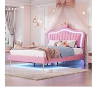 Structure de lit Nouveau épaissi lit rembourré cot design moderne 140 x 200 cm, cadre de lit pour fille, pu cuir couronne lit