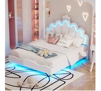 Structure de lit Nouveau matériau respectueux de l'environnement 140 * 200cm lit double plat, lit de princesse en forme de couronn