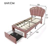Structure de lit Nouveau Premium sense lit d'enfant LED lit simple 90 x 190 cm avec tiroir lit rembourré app contrôle LED cadre de