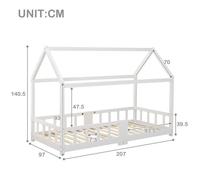 Structure de lit Nouveau Premium sense lit d'enfant maison lit 90 x 200 cm Chambre d'enfant lit en bois avec cadre à lattes en boi
