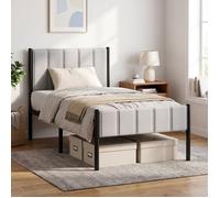 Structure de Lit Simple avec Structure en Acier, 90 x 190 cm, Chambre, Montage Rapide, Gris clair